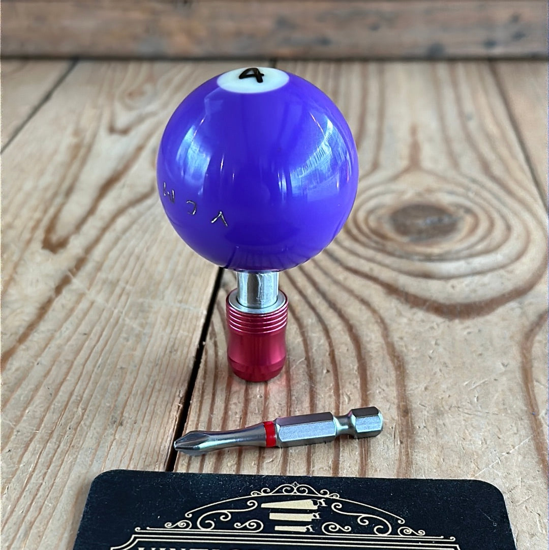 TR147 Repurposed round Purple No.4 POOL BALL HEX TIP DRIVER by Tony Ralph