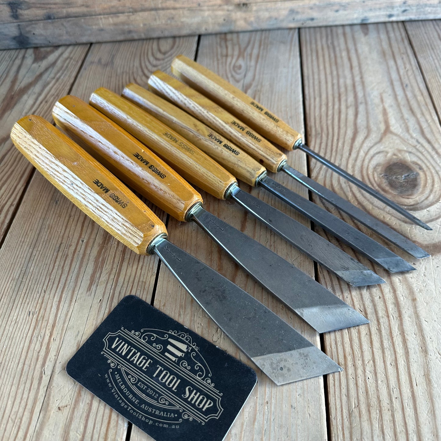 N1962 Contemporary PFEIL SWISS Switzerland 6 x SKEW carving CHISELS