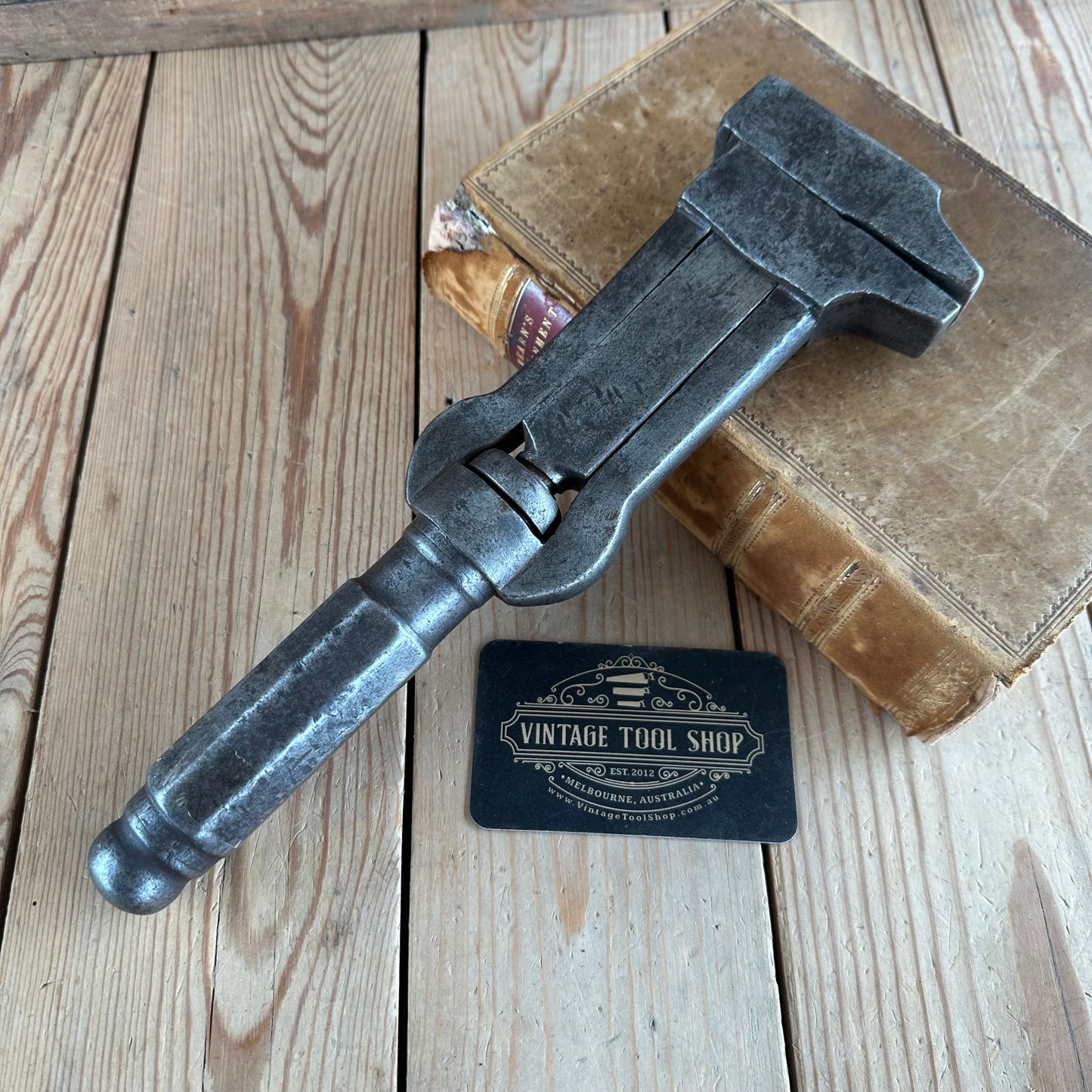 H2288 Vintage UNUSUAL 11” adjustable BUGGY WRENCH