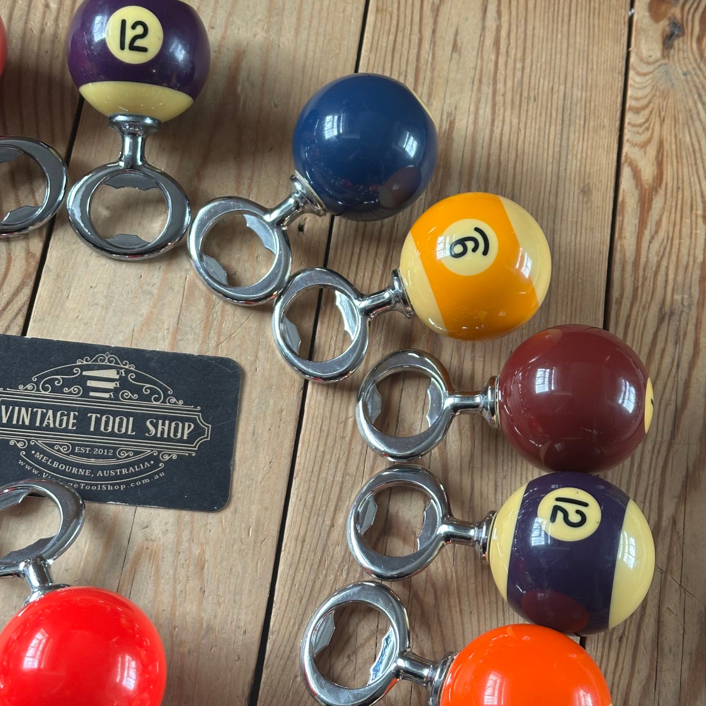 TRB NEW! AUSTRALIAN made POOL BALL BOTTLE OPENERS by TONY RALPH