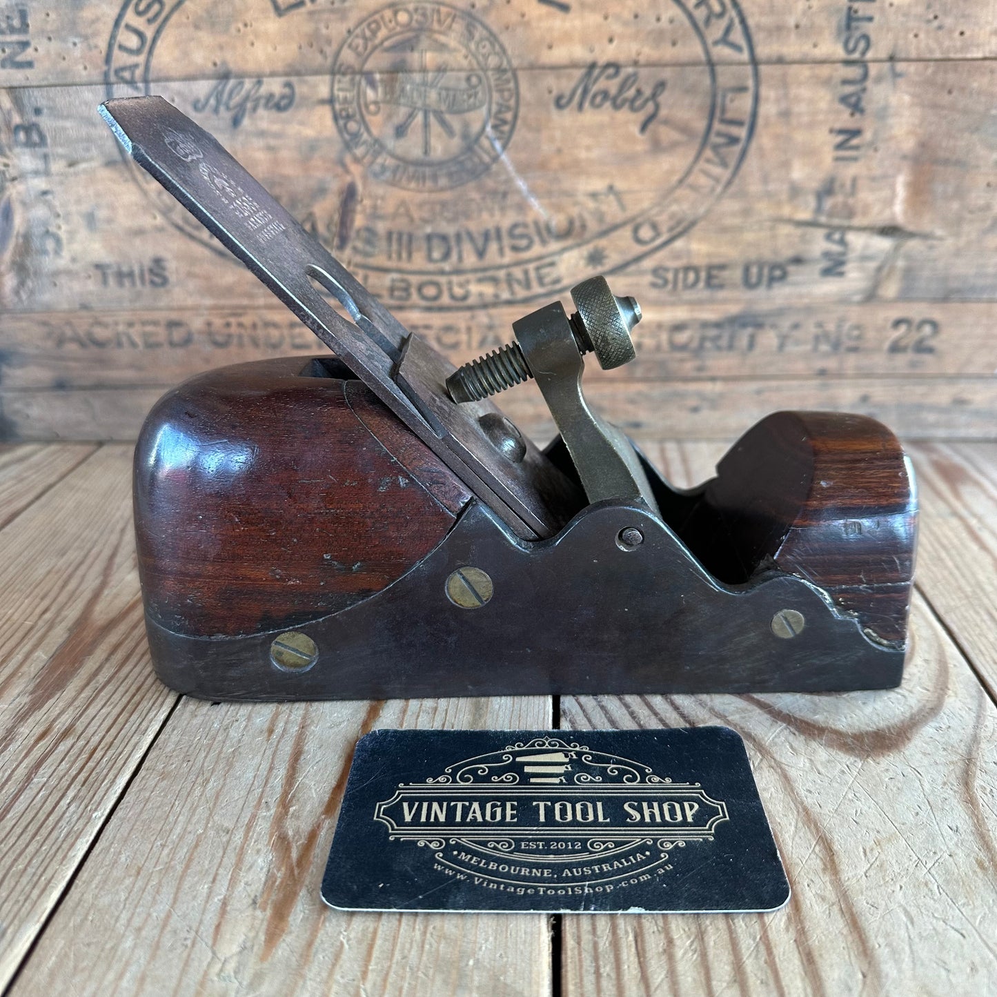 N1156 Antique HEAVY CAST INFILL SMOOTHING plane TAS BLACKWOOD STUFFED