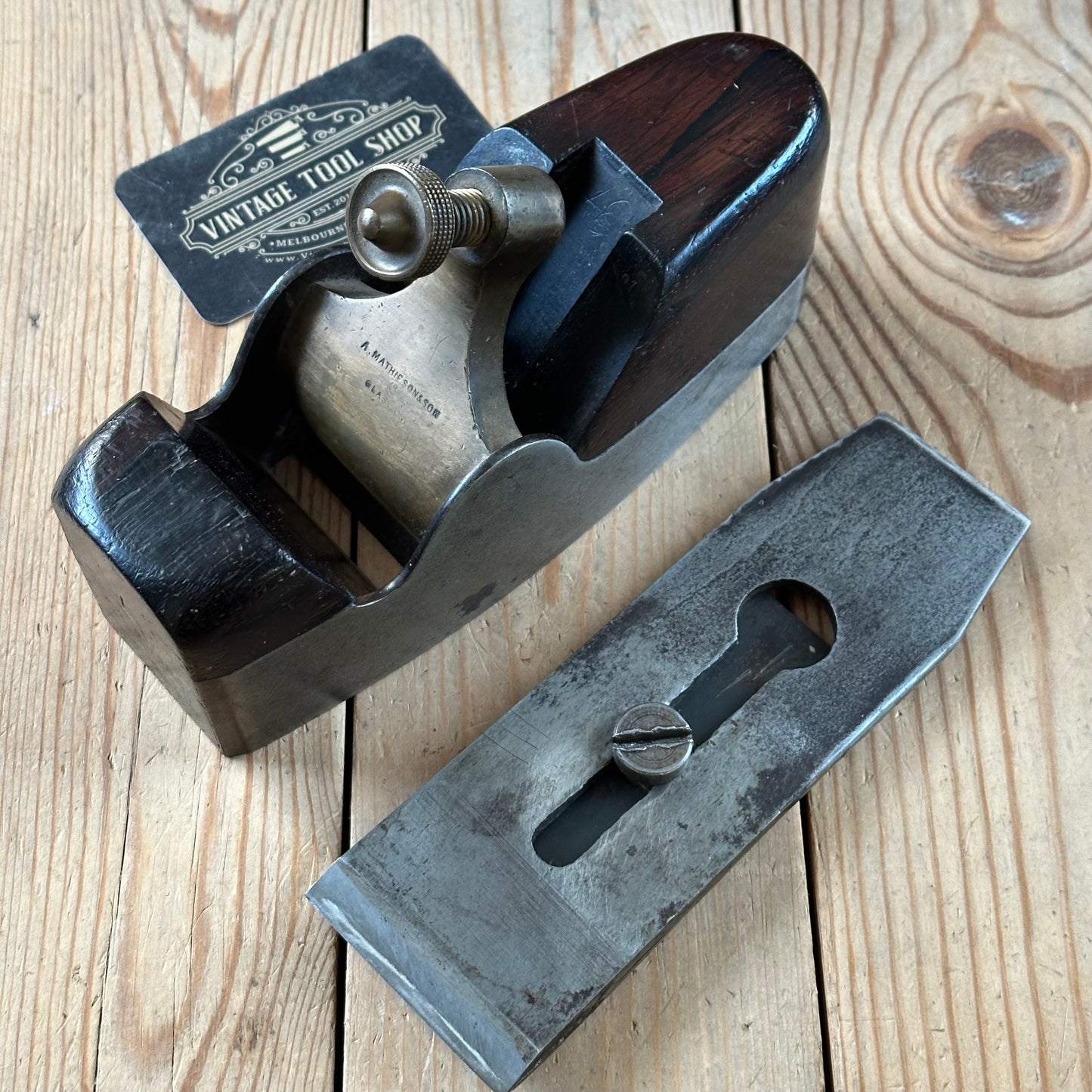 N1038 Antique MATHIESON Scotland No:842 SMOOTHING plane Rosewood