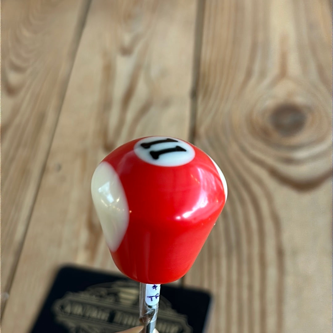 TR140 Repurposed Red/white “11” POOL BALL awl by Tony Ralph