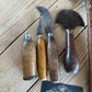 SOLD. H2240 Vintage set of 5 leather work TOOLS cobblers hammer awl knife 1/2 moon