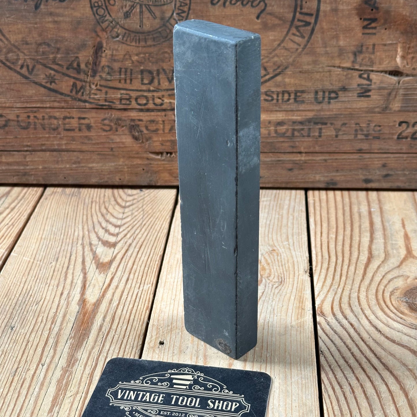 A380 Vintage LARGE German WATER HONE partial label BARBERS STONE Natural sharpening stone waterstone