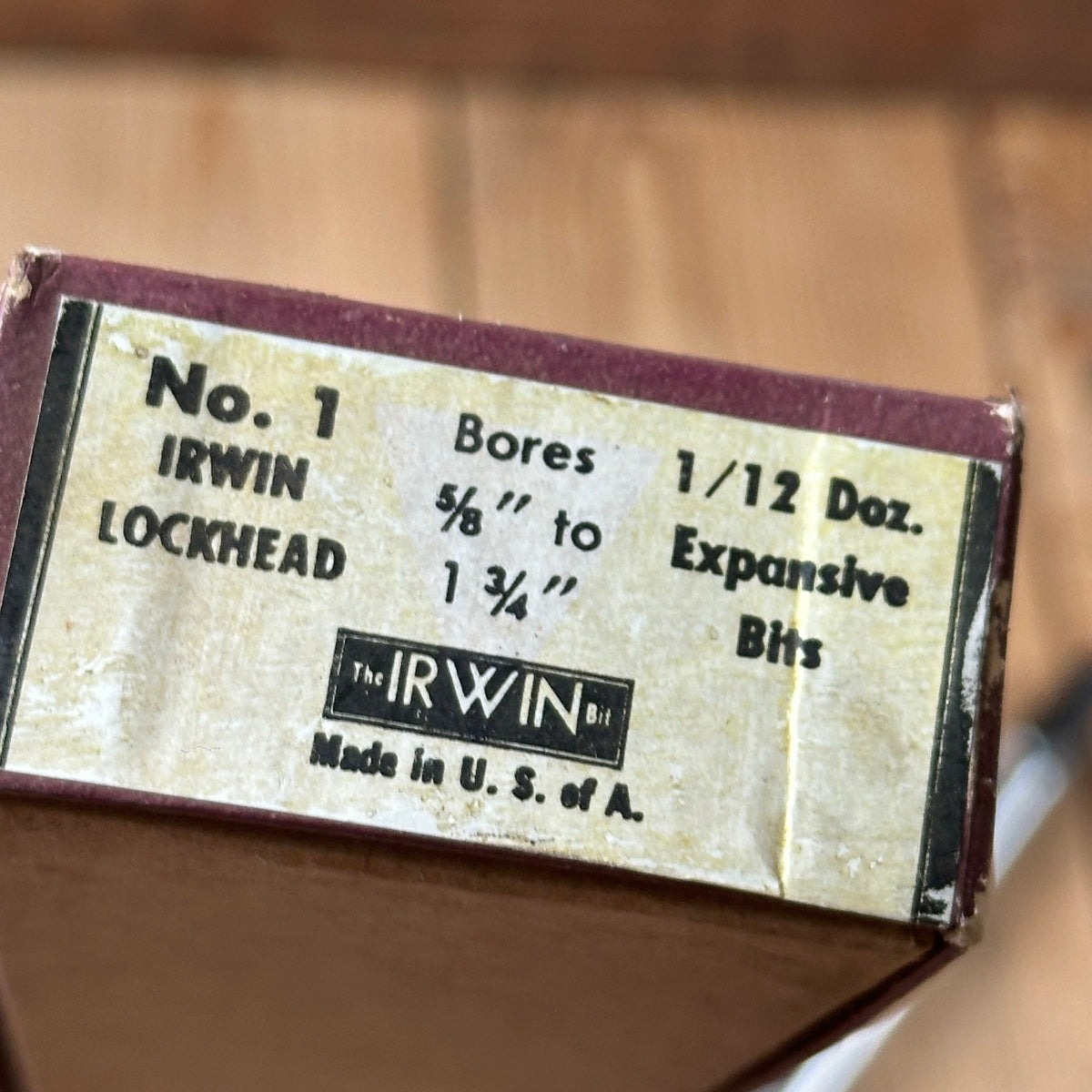 N1833 NEW OLD STOCK! Vintage IRWIN USA No.1 expansive DRILL BIT IOB