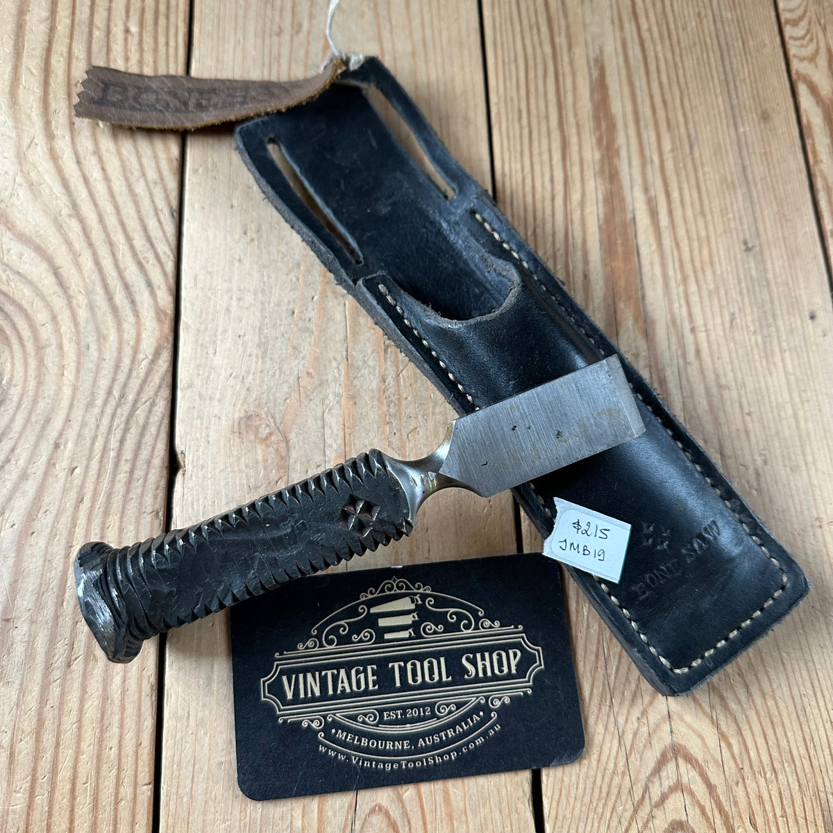 JMB18-JMB21 NEW! 1x Blacksmith made HAND FORGED high tensile steel CHISEL handmade genuine leather SHEATH. Made by BONESAW