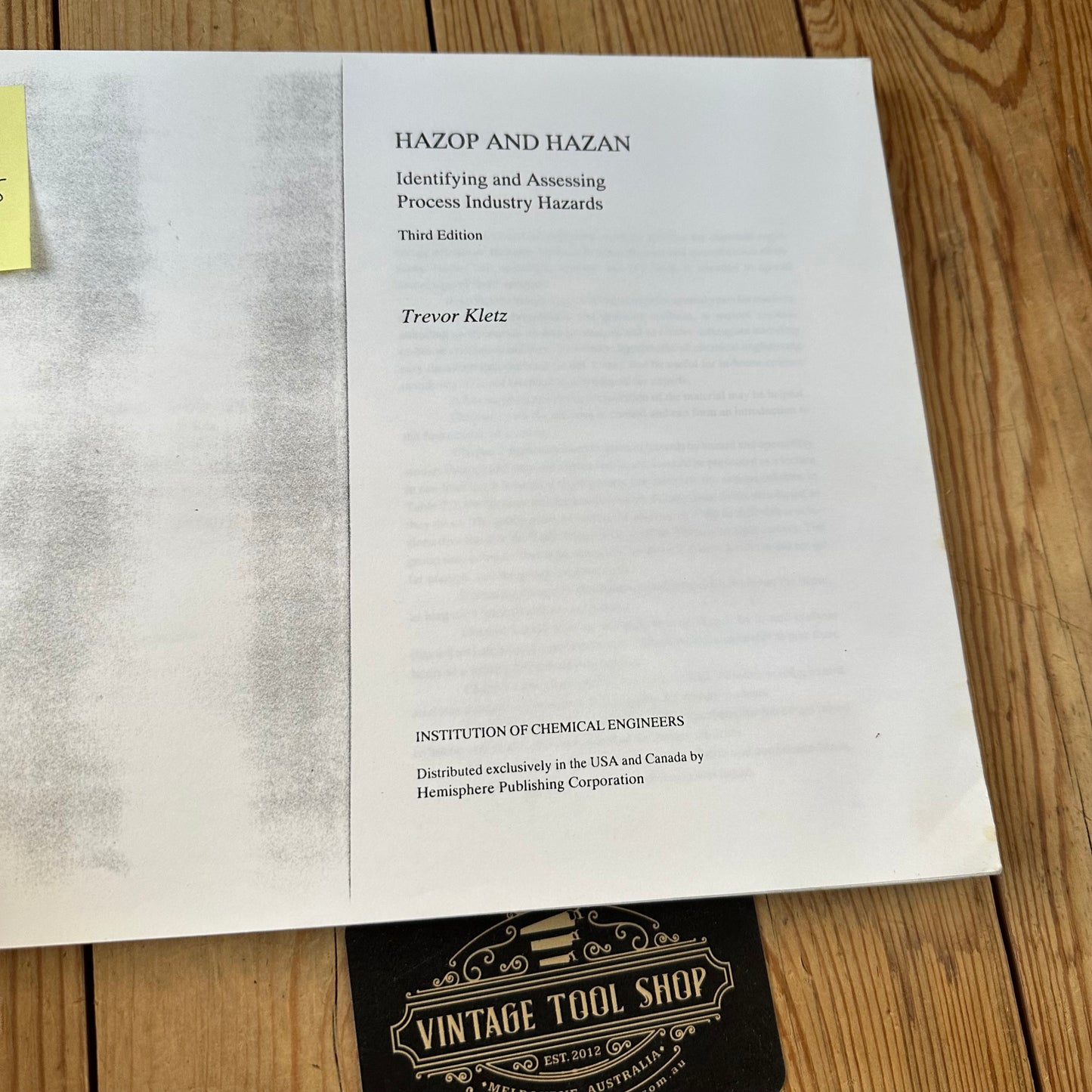 XBN124 Vintage printed copy of 1992 BOOK HAZOP & HAZAN Identifying and Assessing Process Industry Hazards 3rd Edition by T.Kletz