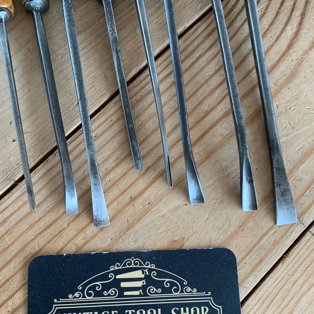 SOLD T9999 Vintage set of 8 x S.J. ADDIS Carving CHISELS