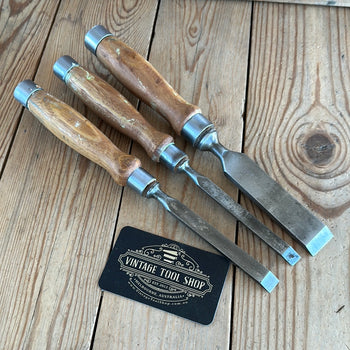 N463 Vintage set of 3 x TITAN Australia No:101 Registered Firmer CHISELS