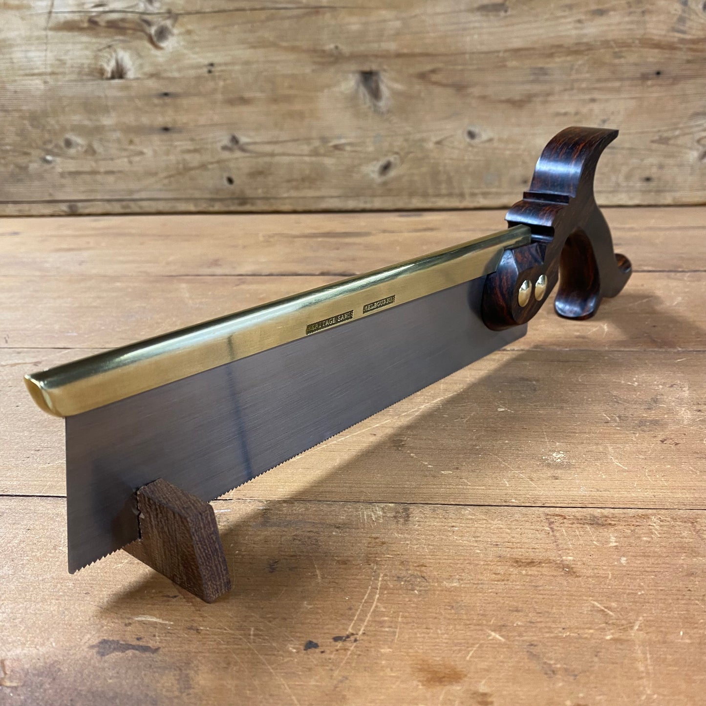 SOLD. VHS182 HERITAGE SAWS Custom 10” CARLTON model 15ppi DOVETAIL SAW with BRAZILIAN ROSEWOOD Handle