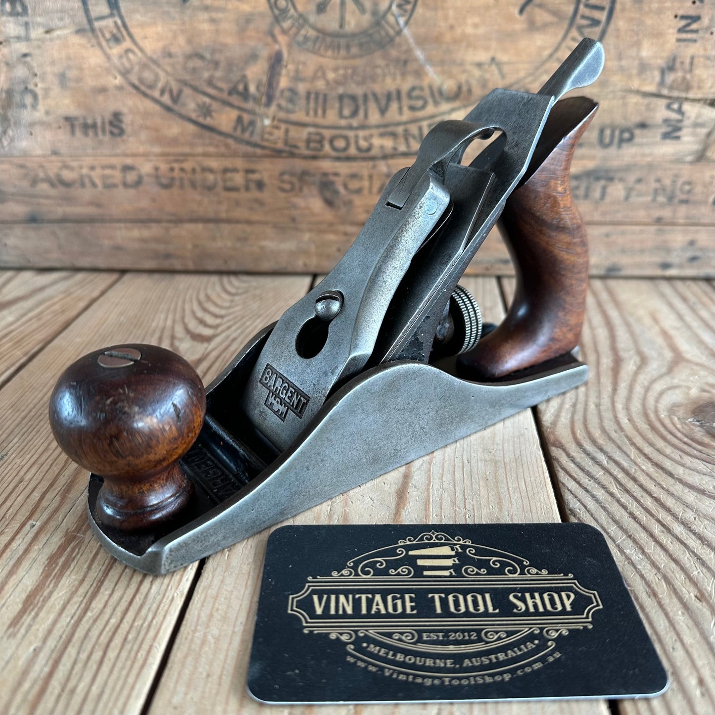 SOLD. N1660 Vintage SARGENT USA No.407 No.2 size PLANE Rosewood handles