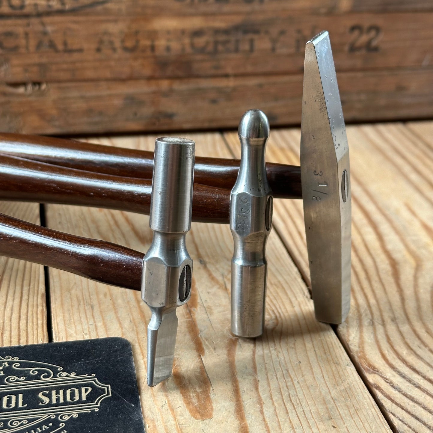 SOLD. N1697 INCREDIBLE! Vintage dated 1932 3x PRESENTATION Jewellers Metalworking HAMMERS