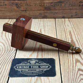 H2508 Vintage MARPLES Sheffield Mahogany & BRASS Mortise marking GAUGE