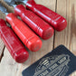 N1854 Vintage set of 4 NOOITGEDAGT Holland red resin handle BEVEL CHISELS