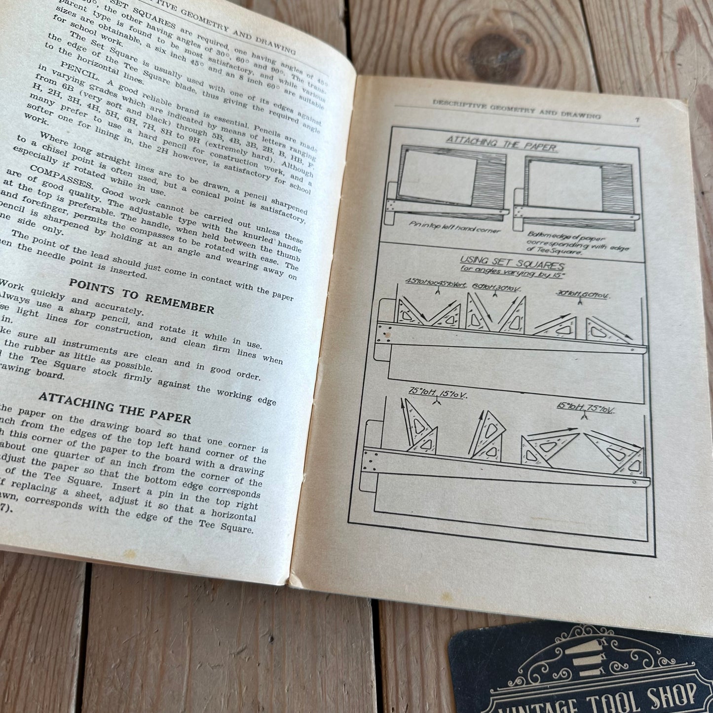 SOLD. XB1-33 Vintage 1953 DESCRIPTIVE GEOMETRY AND DRAWING BOOK by E.D. Wannan