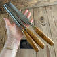 D1916 Vintage 3 x MATHIESON Scotland PARING Gouges CHISELS Boxwood Handles
