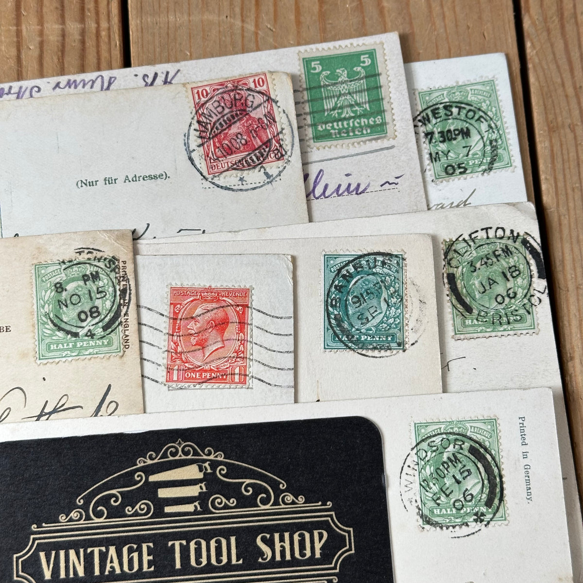 VD0-16 Vintage 9x POSTCARD series 1905-1930 stamps handwritten souvenir post cards junk journal diary collection