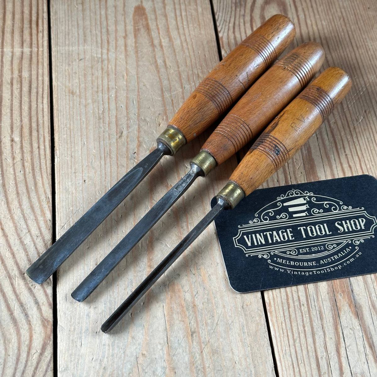 H2428 Vintage SET of 3 x ADDIS England Carving GOUGE CHISELS