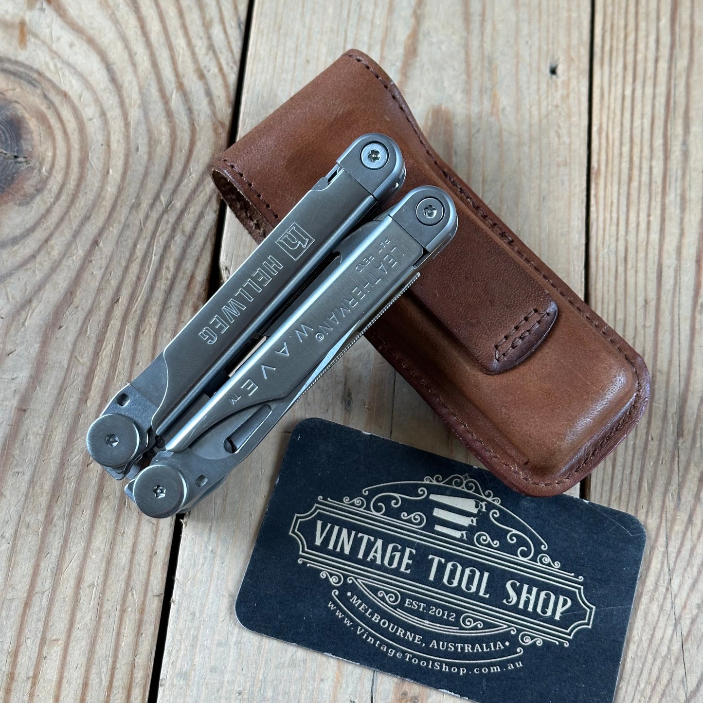 K45 Vintage LEATHERMAN USA WAVE Multi Tool in its Original leather sheath