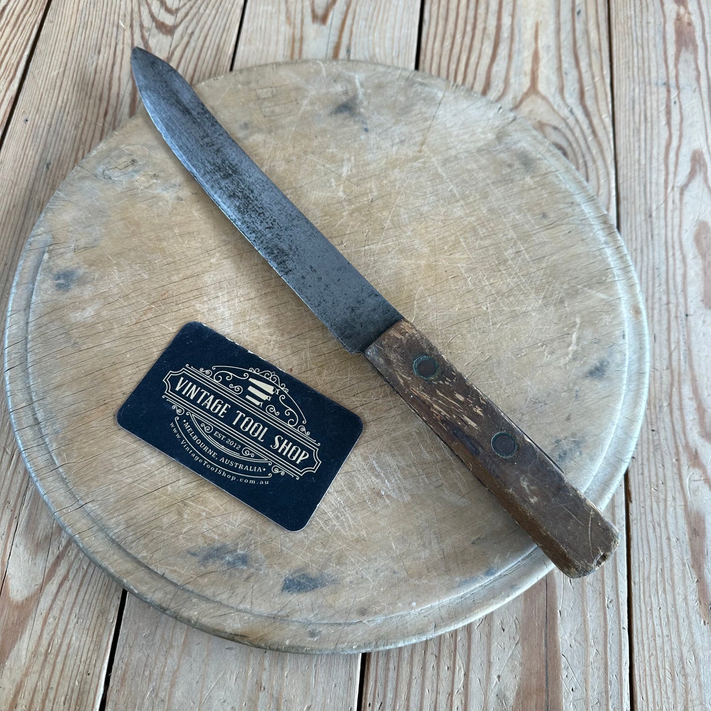 H945 Vintage CARBON STEEL carving kitchen BUTCHERS KNIFE