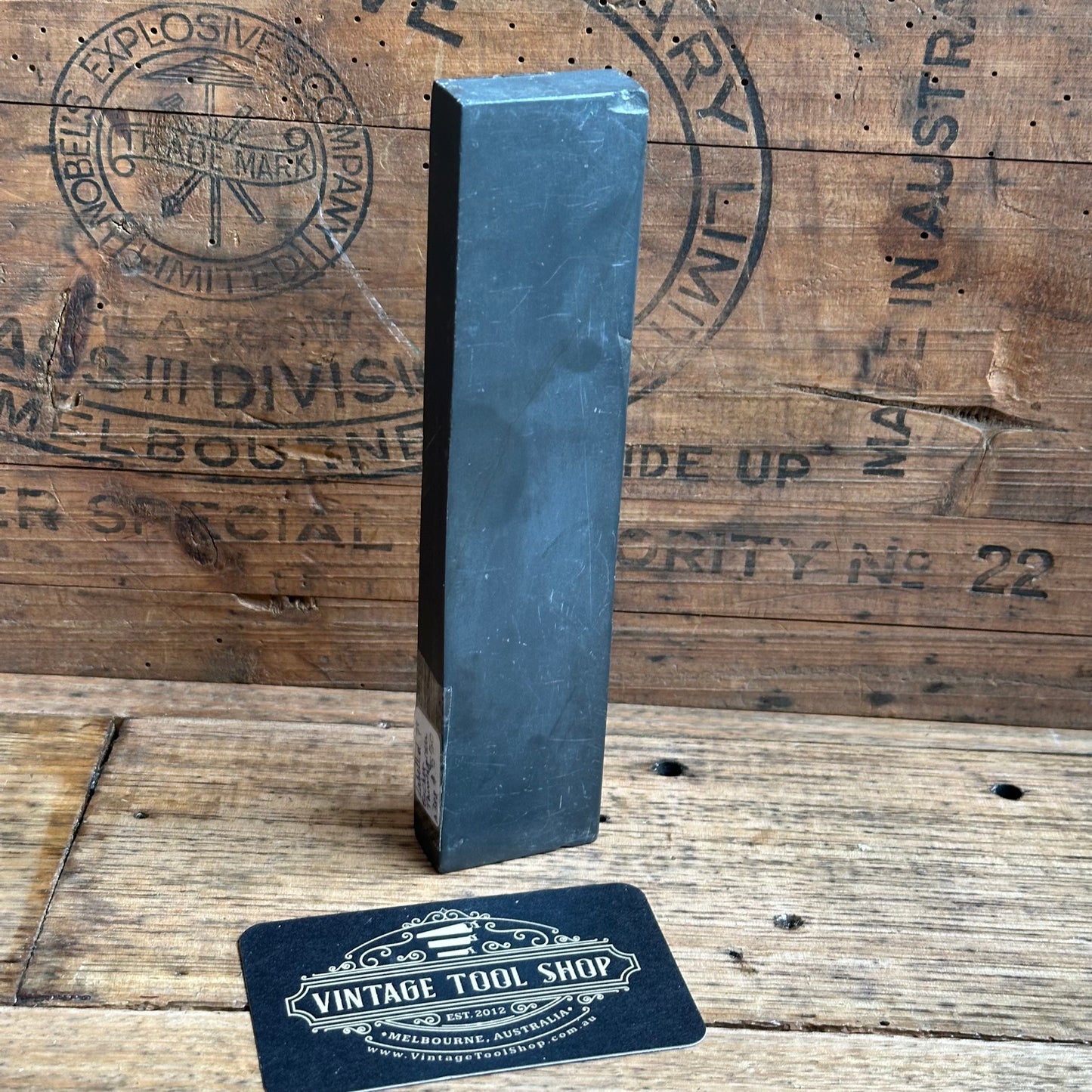 SOLD. A388 Vintage RARE! Labelled 7” ESCHER German THURINGIAN slate Razor HONE sharpening stone waterstone