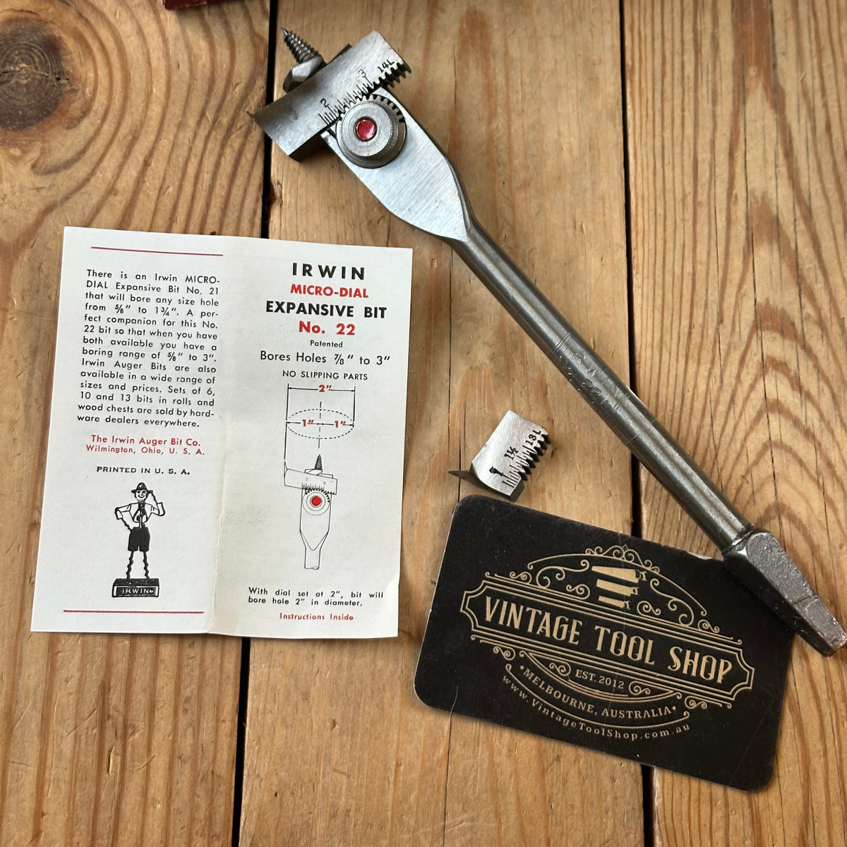 SOLD. N1836 NEW OLD STOCK! Vintage IRWIN USA No.22 expansive DRILL BIT IOB