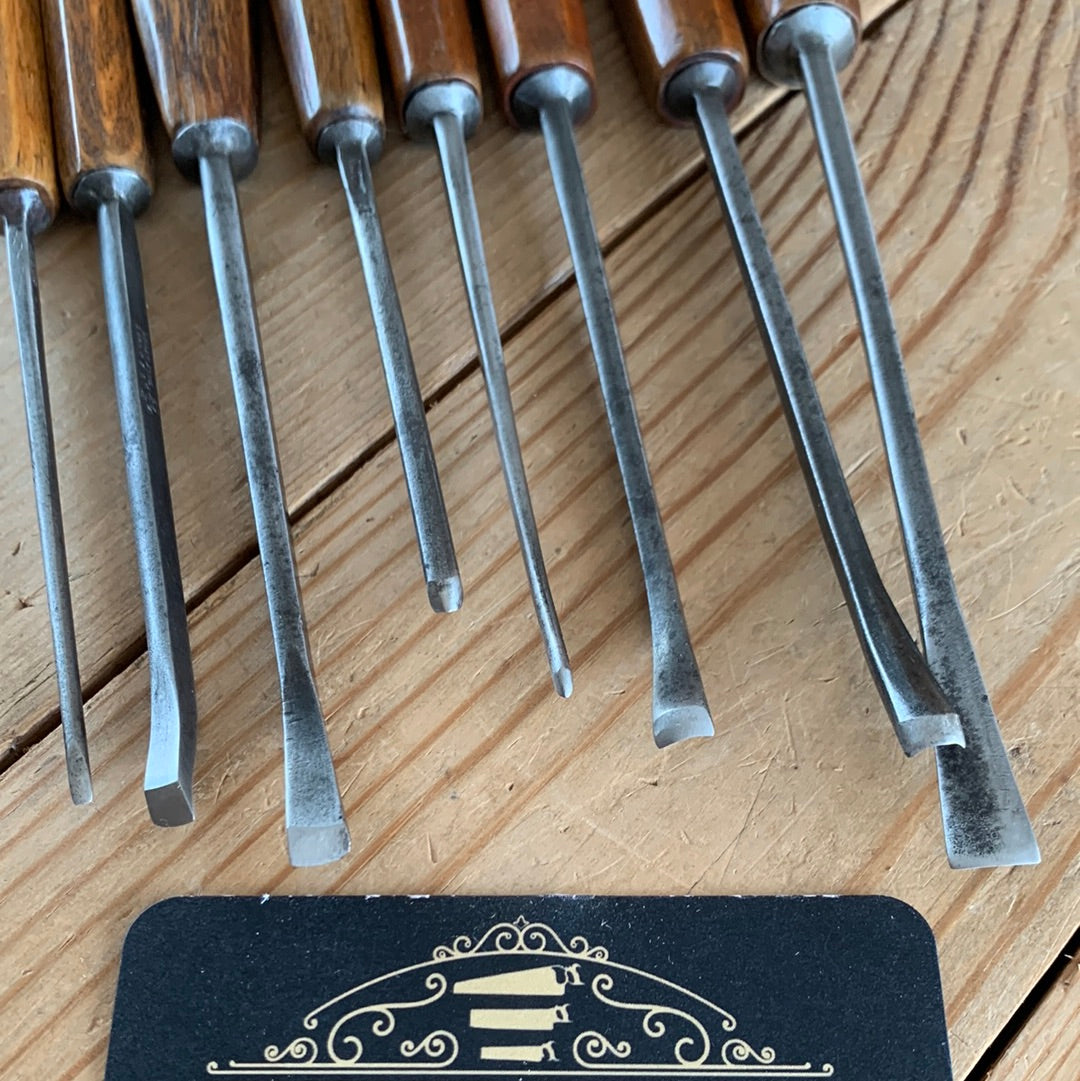 SOLD T9999 Vintage set of 8 x S.J. ADDIS Carving CHISELS