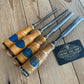 SOLD T10064 Vintage set of 4 E.A. BERG Sweden wooden handle BEVEL CHISELS