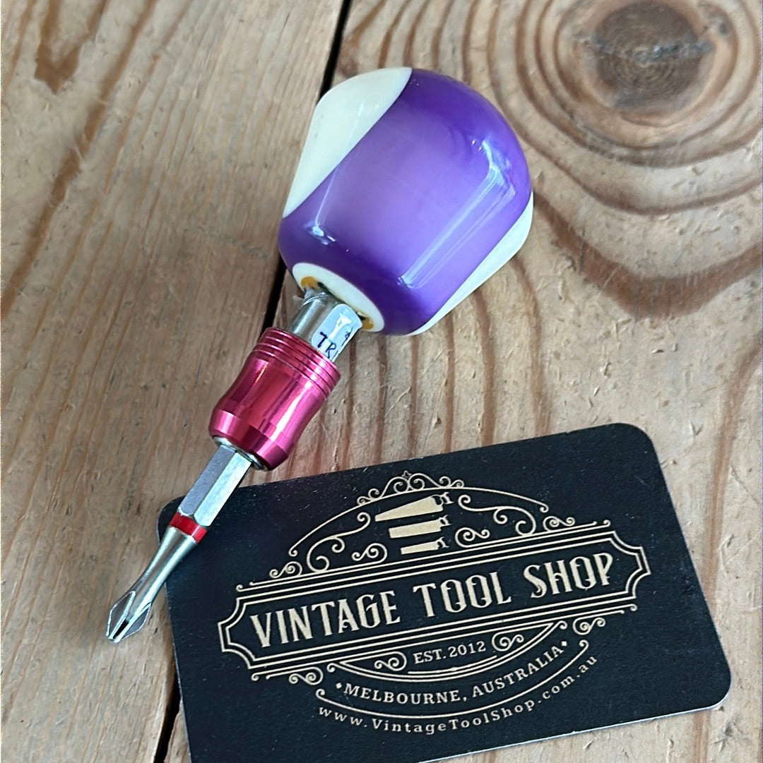 TR156 Repurposed Purple No.12 POOL BALL HEX TIP DRIVER by Tony Ralph