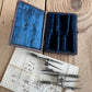 T9122 Antique small fancy DRAFTING tools DRAWING SET in leather box & 1830s envelope