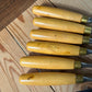 H2571 Vintage set of 6 MARPLES England Boxwood Handled Carving GOUGES CHISELS