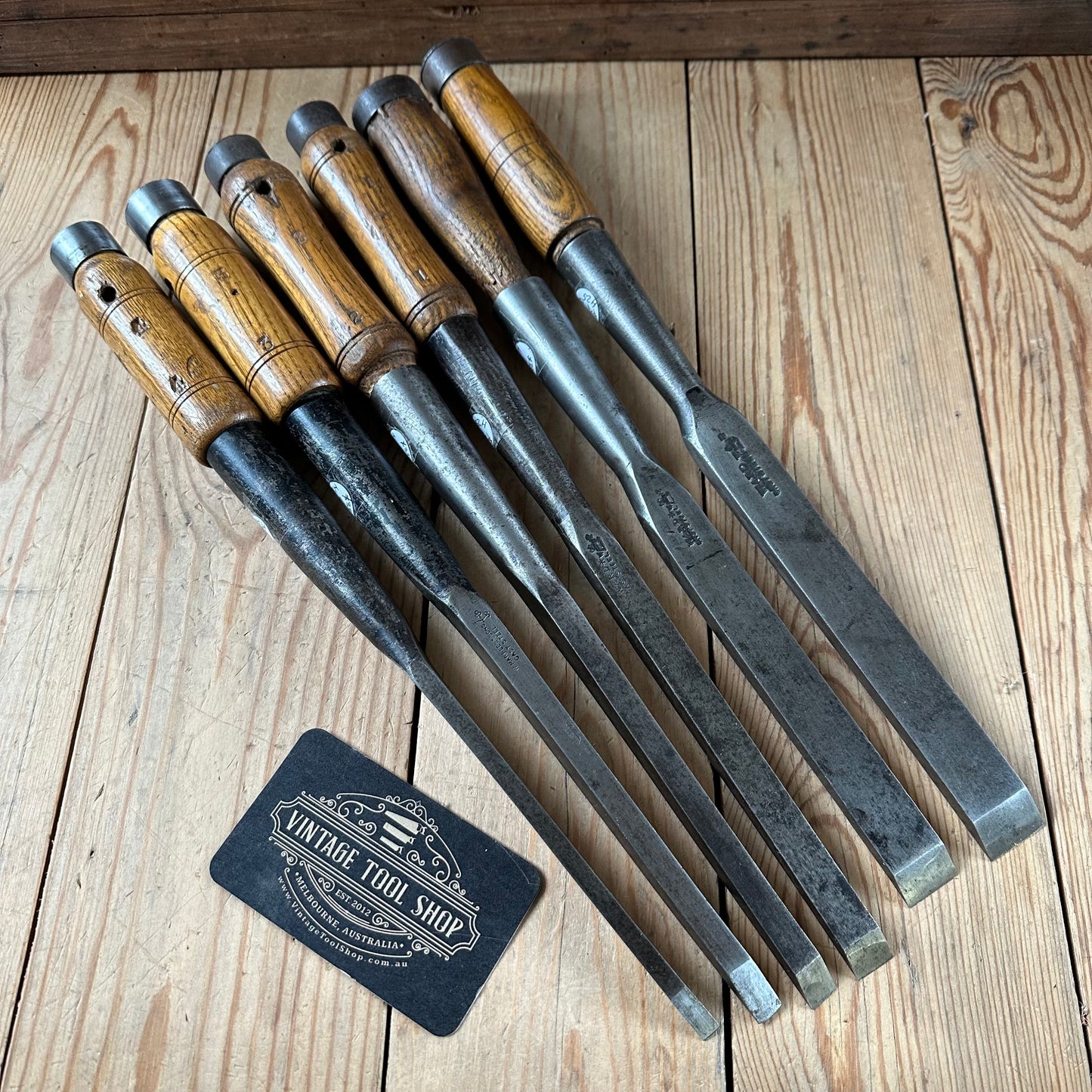 H2522 Vintage set of 6 x WARD & PAYNE & MARPLES Socketed Framing CHISELS