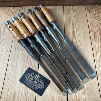H2522 Vintage set of 6 x WARD & PAYNE & MARPLES Socketed Framing CHISELS