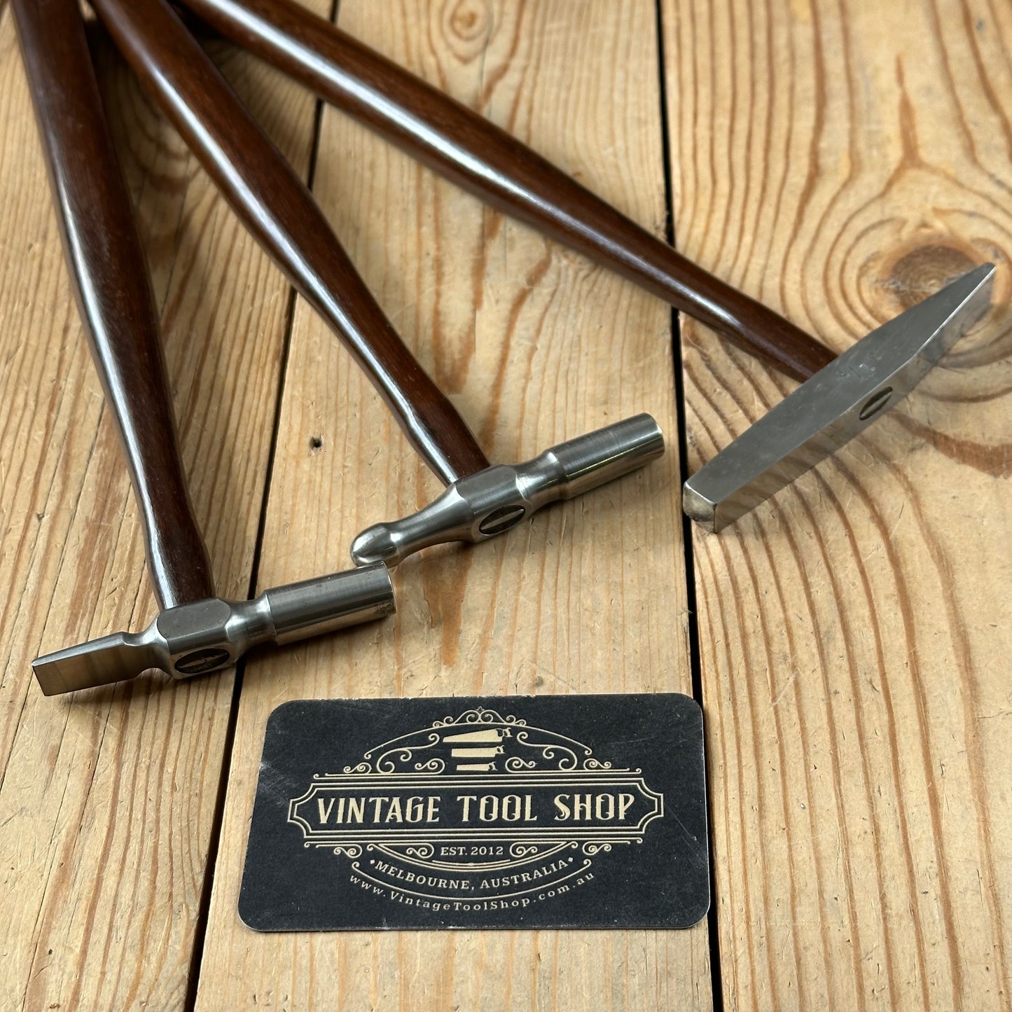 SOLD. N1697 INCREDIBLE! Vintage dated 1932 3x PRESENTATION Jewellers Metalworking HAMMERS