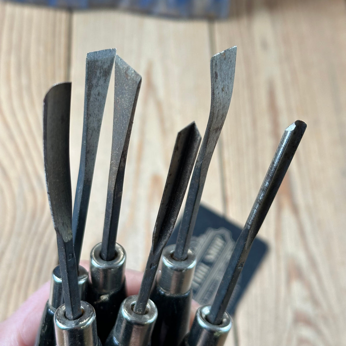 N1831 Vintage 6 x FOOTPRINT England Carving CHISEL Set Gouges