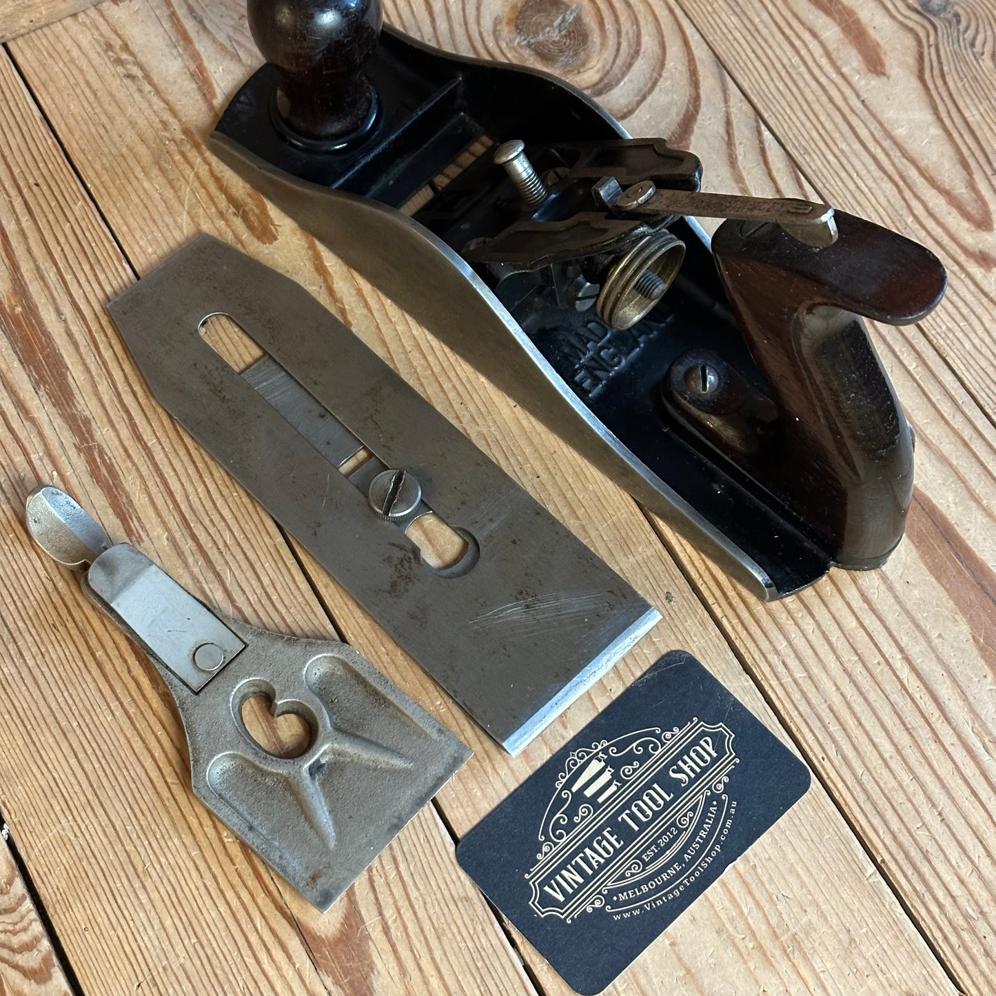 H2487 TIDY! Vintage STANLEY England No.4 1/2 smoothing PLANE IOB