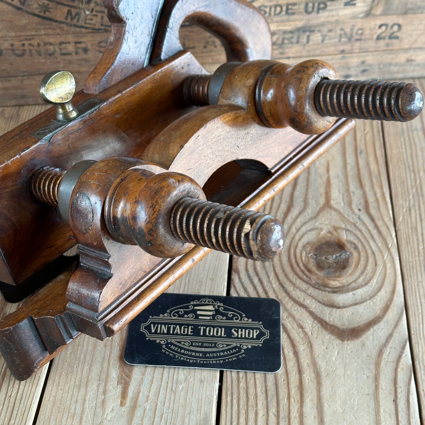 T8552 UNIQUE! Antique USER MADE Mahogany PLOUGH PLANE