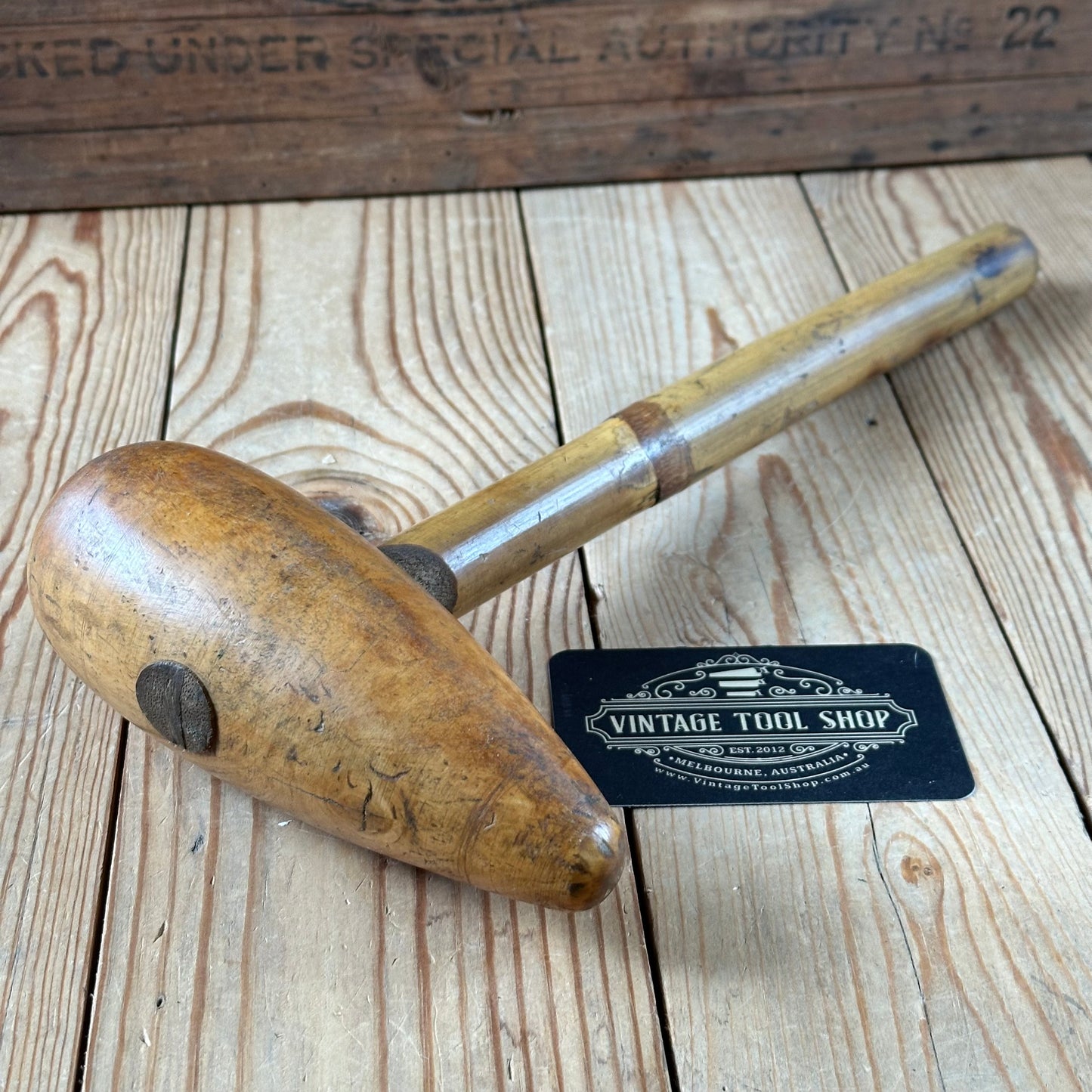 H2451 Vintage 1950 Korean War LIGNUM Lead BOSSING MALLET plumbers mallet