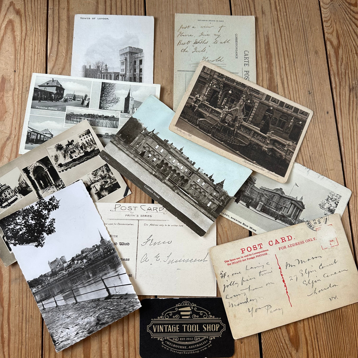 VD0-18 Vintage 10x sepia European POSTCARD series 1900s-1958 stamps handwritten souvenir post cards junk journal diary collection