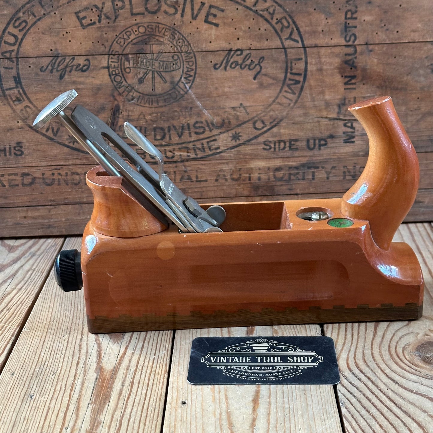 SOLD. N1703 GORGEOUS Vintage E.C.E. West-Germany No:711 PRIMUS PLANE Figured Pear & Lignum Vitae Sole