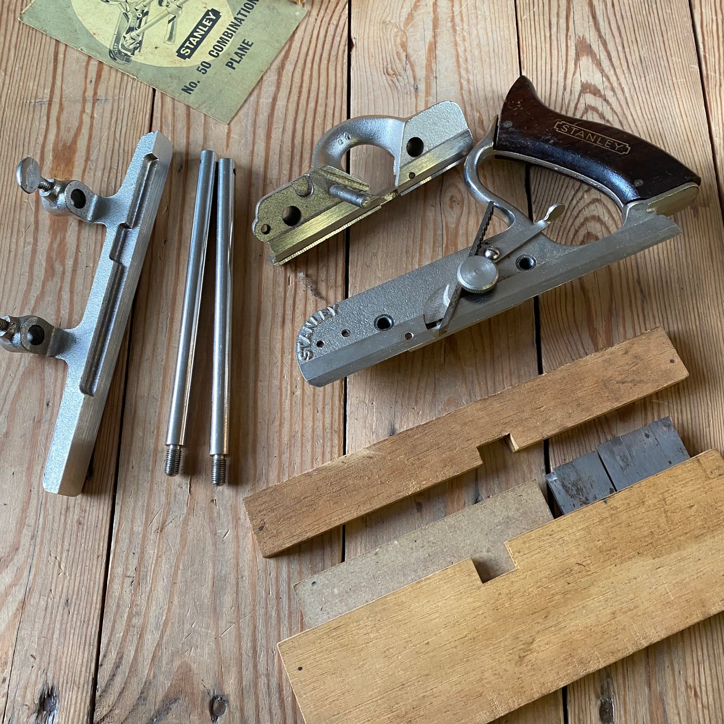 H2311 Vintage STANLEY England No.50s plough PLANE with cutters IOB