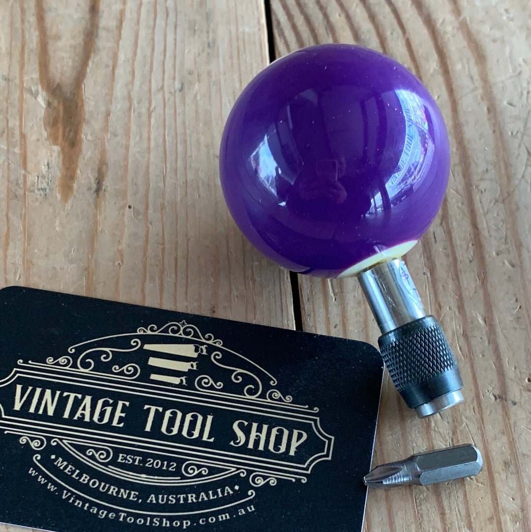TR100 Repurposed round Purple No.4 POOL BALL HEX TIP DRIVER by Tony Ralph
