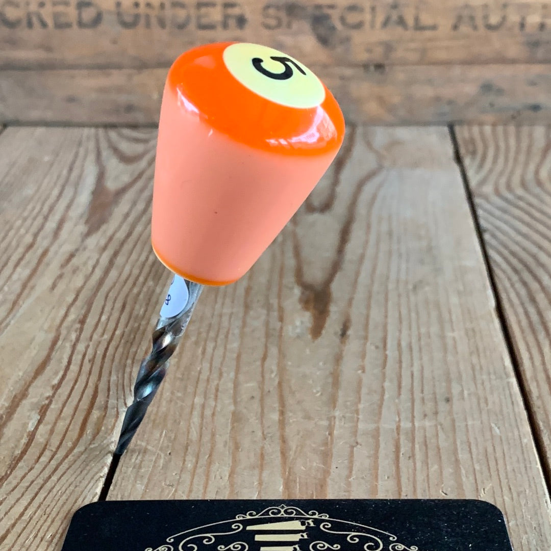 TR88 Repurposed orange No.5 POOL BALL AWL by Tony Ralph