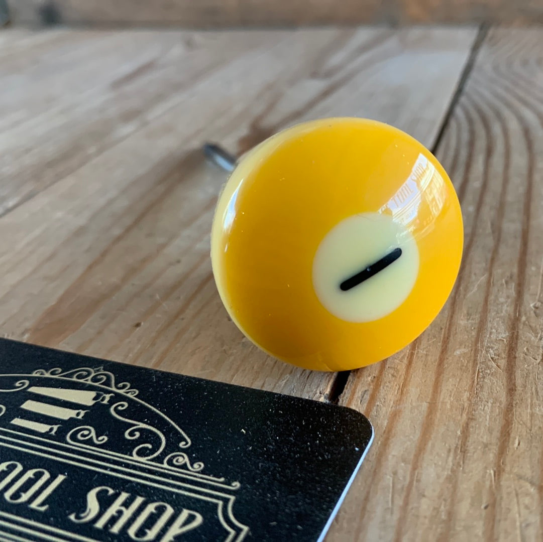 TR95 Repurposed small Yellow No.1 POOL BALL AWL by Tony Ralph