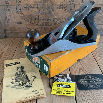 SOLD H309 Vintage STANLEY England No.4 smoothing PLANE IOB