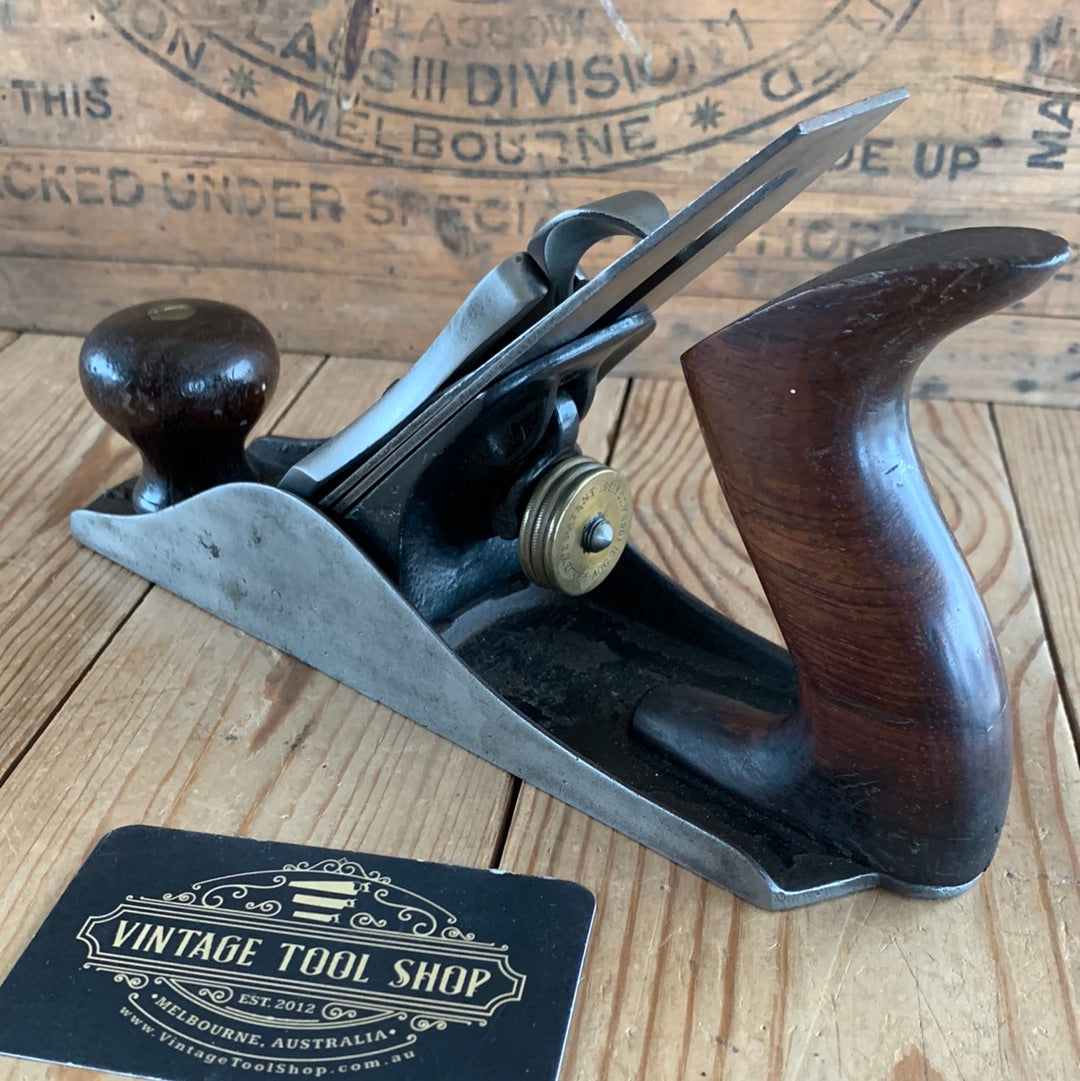 SOLD. H167 Antique 1890s STANLEY USA No.4 smoothing PLANE with Rosewood handles
