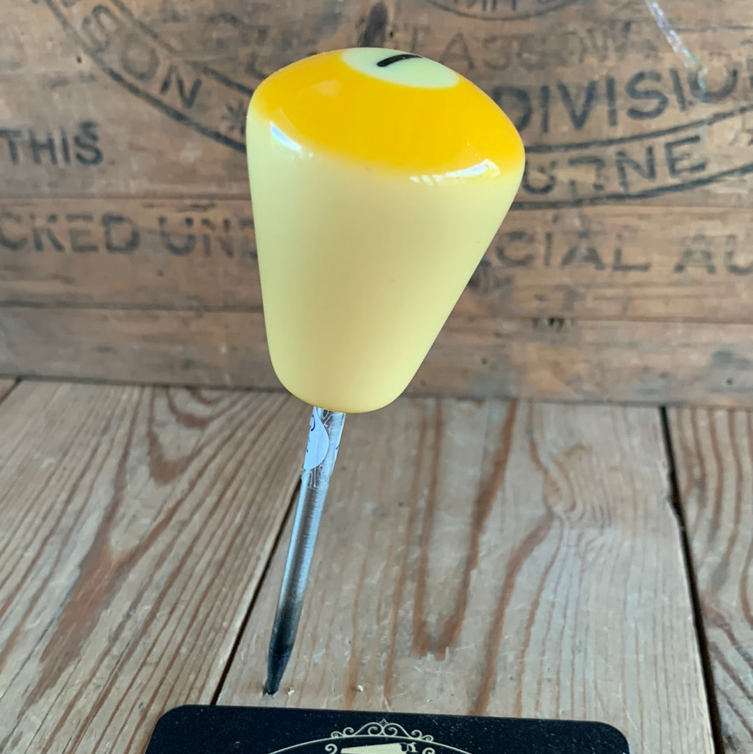 TR95 Repurposed small Yellow No.1 POOL BALL AWL by Tony Ralph