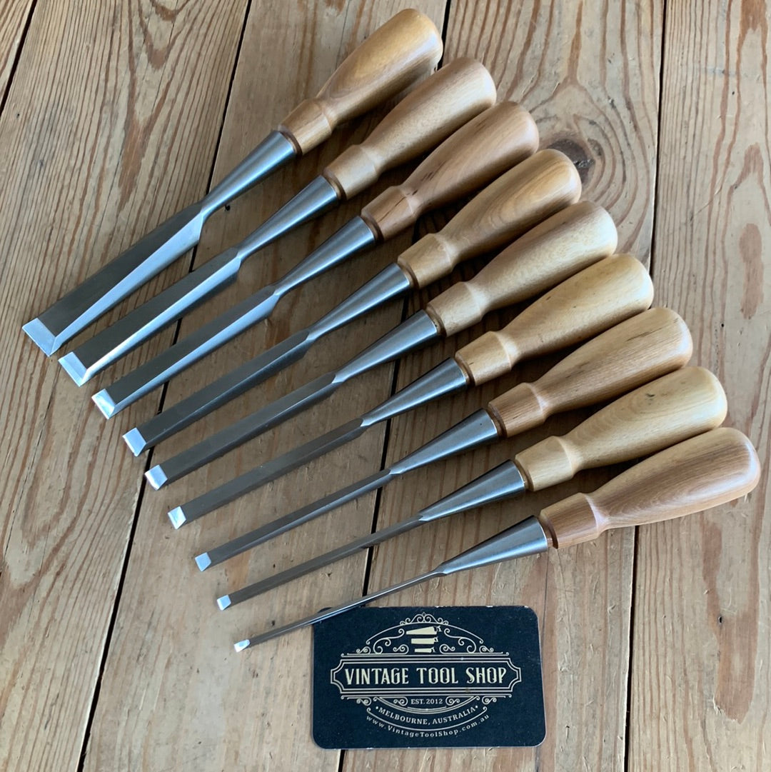 SOLD H513 Contemporary LIE-NIELSEN USA 9 x socketed CHISEL SET ...