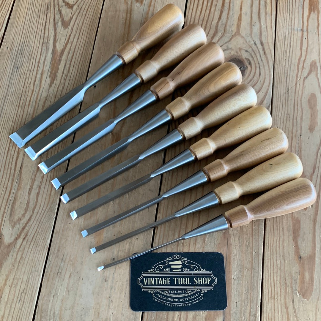 SOLD H513 Contemporary LIE-NIELSEN USA 9 x socketed CHISEL SET
